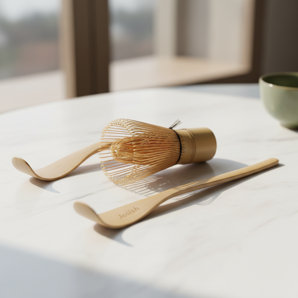 Joiish Bamboo Matcha Whisk Set Whisk Scoop Tea Spoon Traditional Japanese Matcha Tea Making Tool Accessory